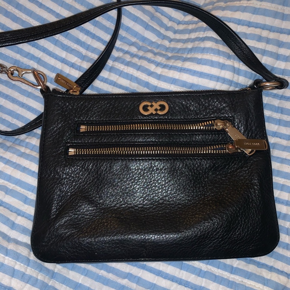 Cole Haan black leather crossbody purse